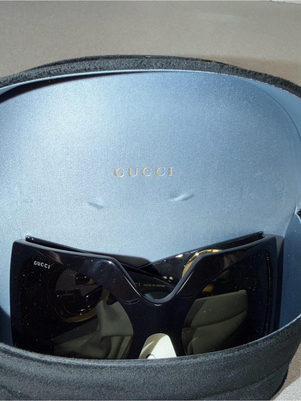 Gucci Black Oversized Shield Sunglasses